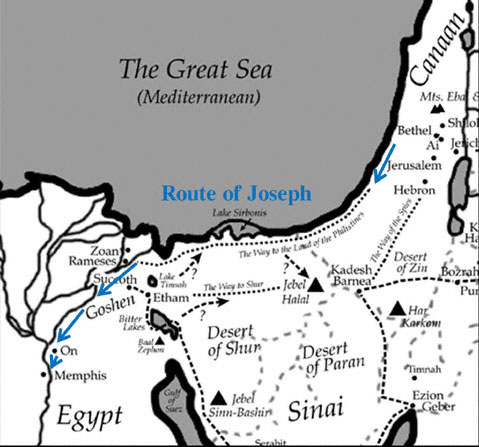 Map of Joseph's Route to Egypt